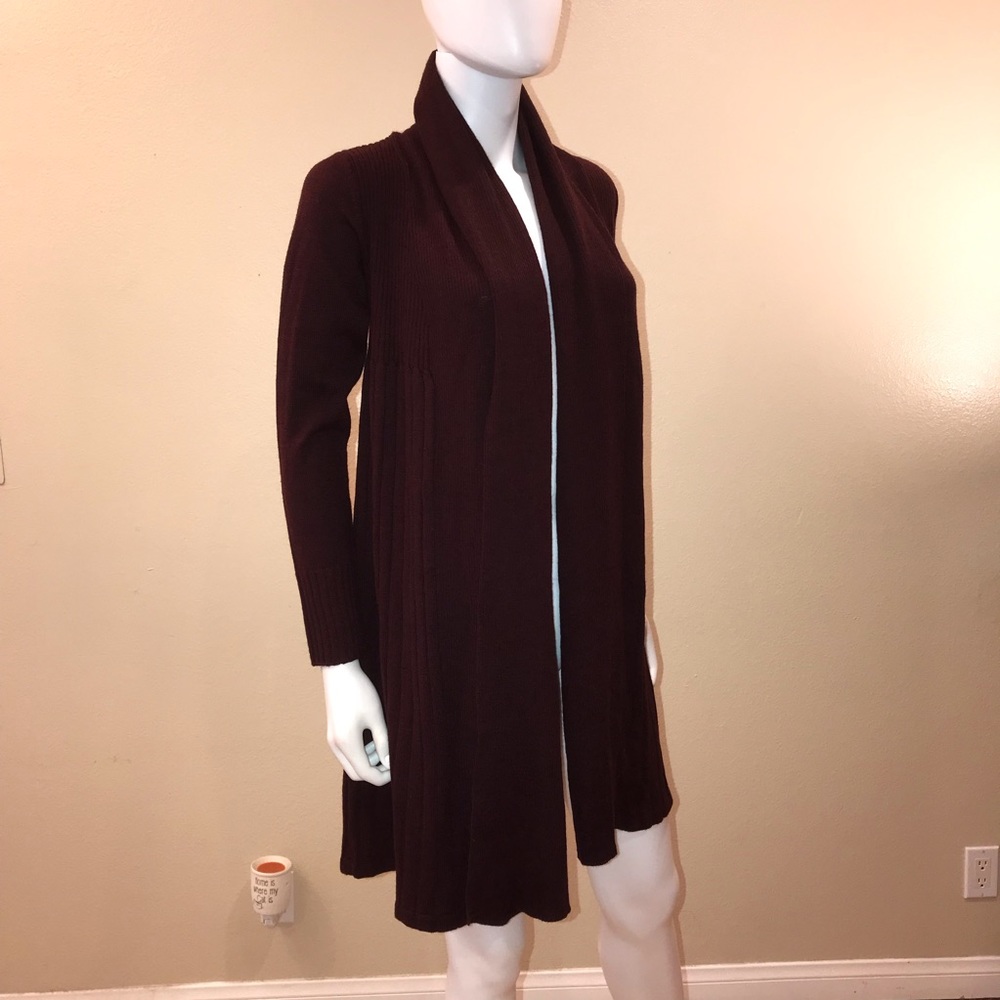 HM Long Cardigan Sweater Size XS Burgundy Acrylic Wool Dark Academia Office